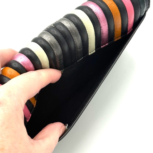 Coach 1941 Foldover Chain Clutch Crossbody Quilted Striped 27091 - Picture 7 of 16